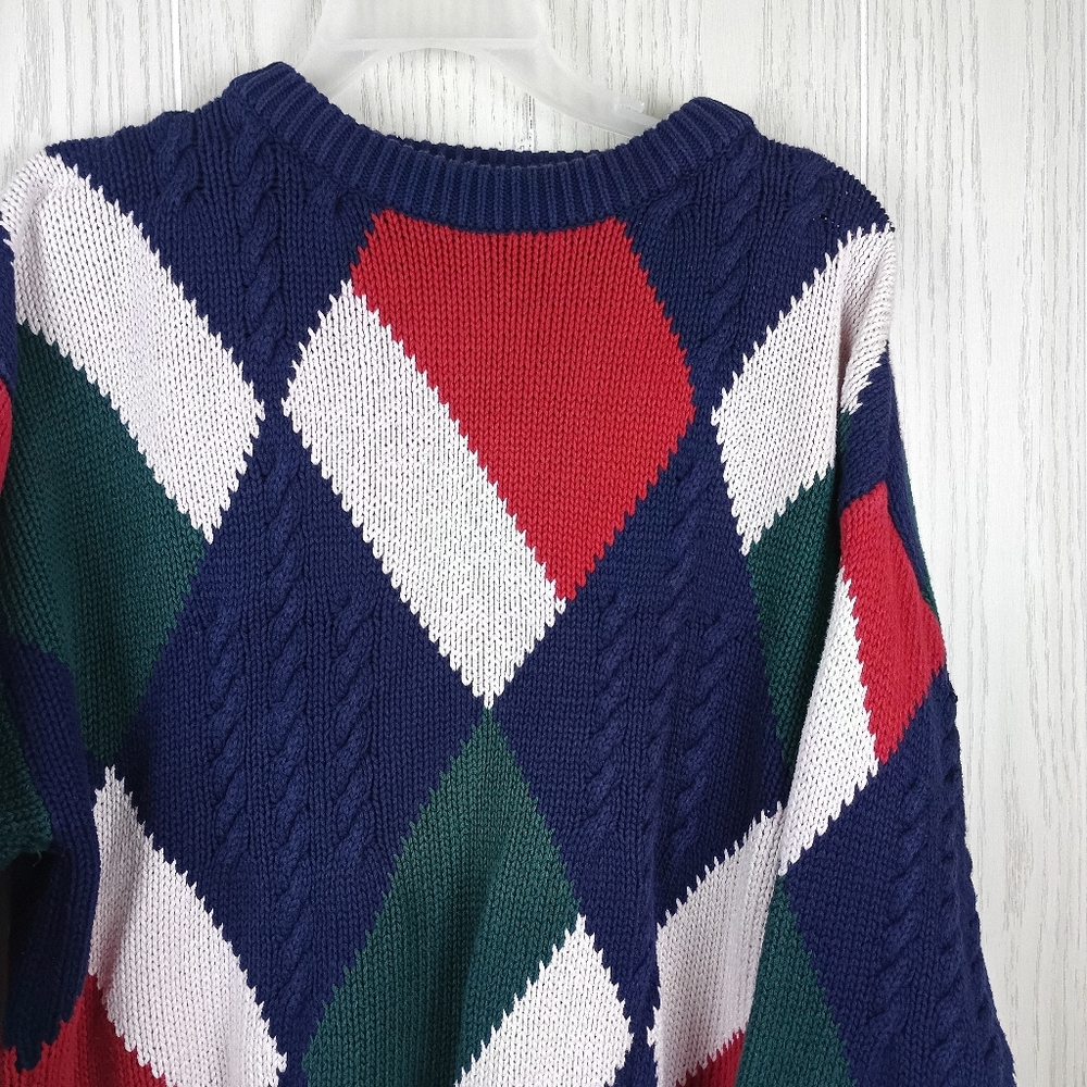 VTG Boston Traders 100% Cotton Knit Sweater large Made in India W/ Flaws. This - Picture 4 of 15